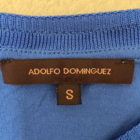 Adolfo Dominguez Bright Blue Scoop Neck Shirt Top Size Small Oversized - Picture 4 of 6
